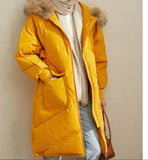 Black Fur Trim Women Winter Loose Plus size Side Pockets Down Jacket Women Down Coats Any Size