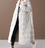 A-line Long Winter Puffer Coat  Side Pockets Down Jacket Women Down Coats 2330