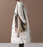 A-line Long Winter Puffer Coat  Side Pockets Down Jacket Women Down Coats 2330