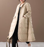 Women Winter A-line Puffer Coat,Loose Label Collar Down Jacket/2221