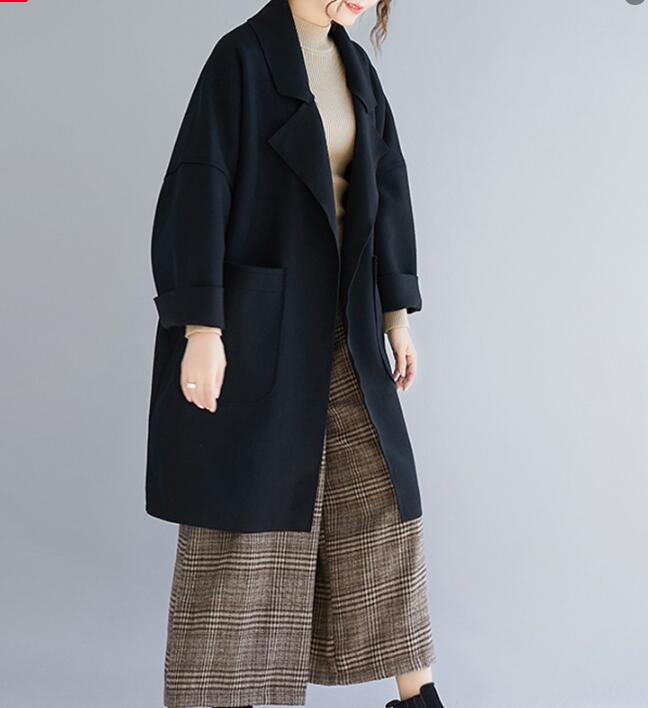 Loose Women Coat Winter Wool Coat Plus Size Coat – SimpleLinenLife