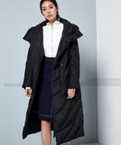 Casual Long Hooded Women Winter Thick 90% Duck Down Jackets Warm Down Coat