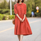 Women Cotton Dresses  Summer Dresses Women Long  Dresses Short Sleeve D9425