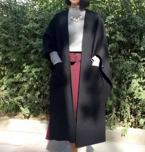 Black Women Winter Black Long Women Wool Coat Jacket
