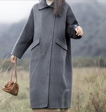 Gray Winter Black Long Women Handmade Cashmere Coats Jacket