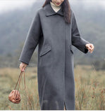 Gray Winter Black Long Women Handmade Cashmere Coats Jacket