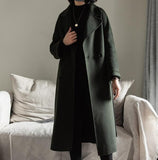 Winter Black Cashere Coats Long Women Wool Coat Jacket