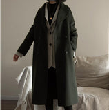 Winter Black Cashere Coats Long Women Wool Coat Jacket