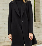 Slit Women Winter Black Vintage Women Wool Coat Jacket 66333