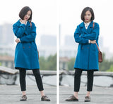 Blue Women Coat Wool Coat
