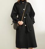 Handmade  Women Winter Black Long Women Wool Coat Jacket/6677